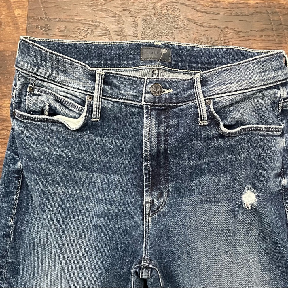 Mother Mid-Rise Dazzler ankle fray denim jeans weekend warrior 26 27 *READ* - Picture 3 of 12